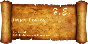Hayde Etelka névjegykártya